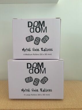 DOMDOM Metal Hair Rollers - 4 Large & 4 Medium